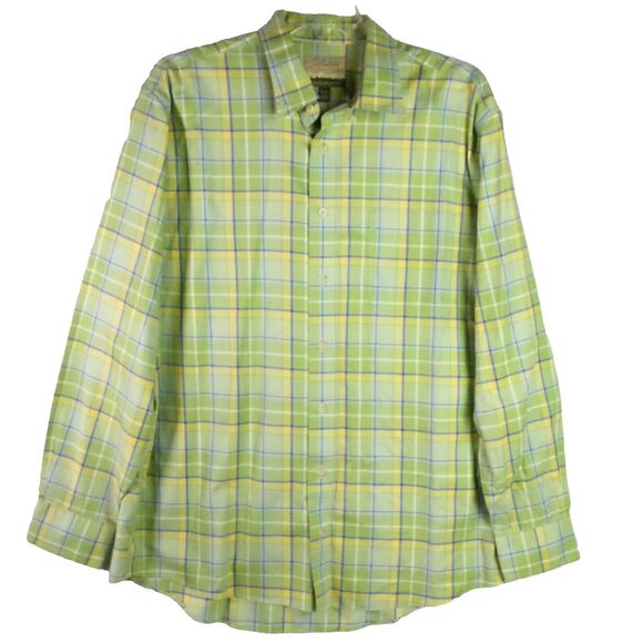 Cabela's Outfitter Series Mens Size XLT Shirt Green Plaid Long Sleeve Button Up - Picture 1 of 16